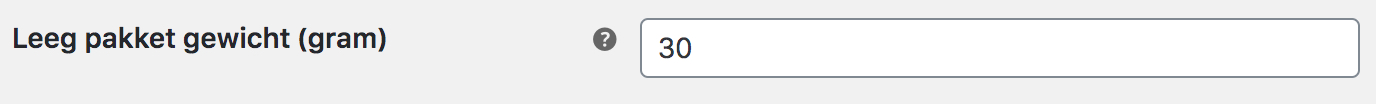 WooCommerce leeg pakket gewicht